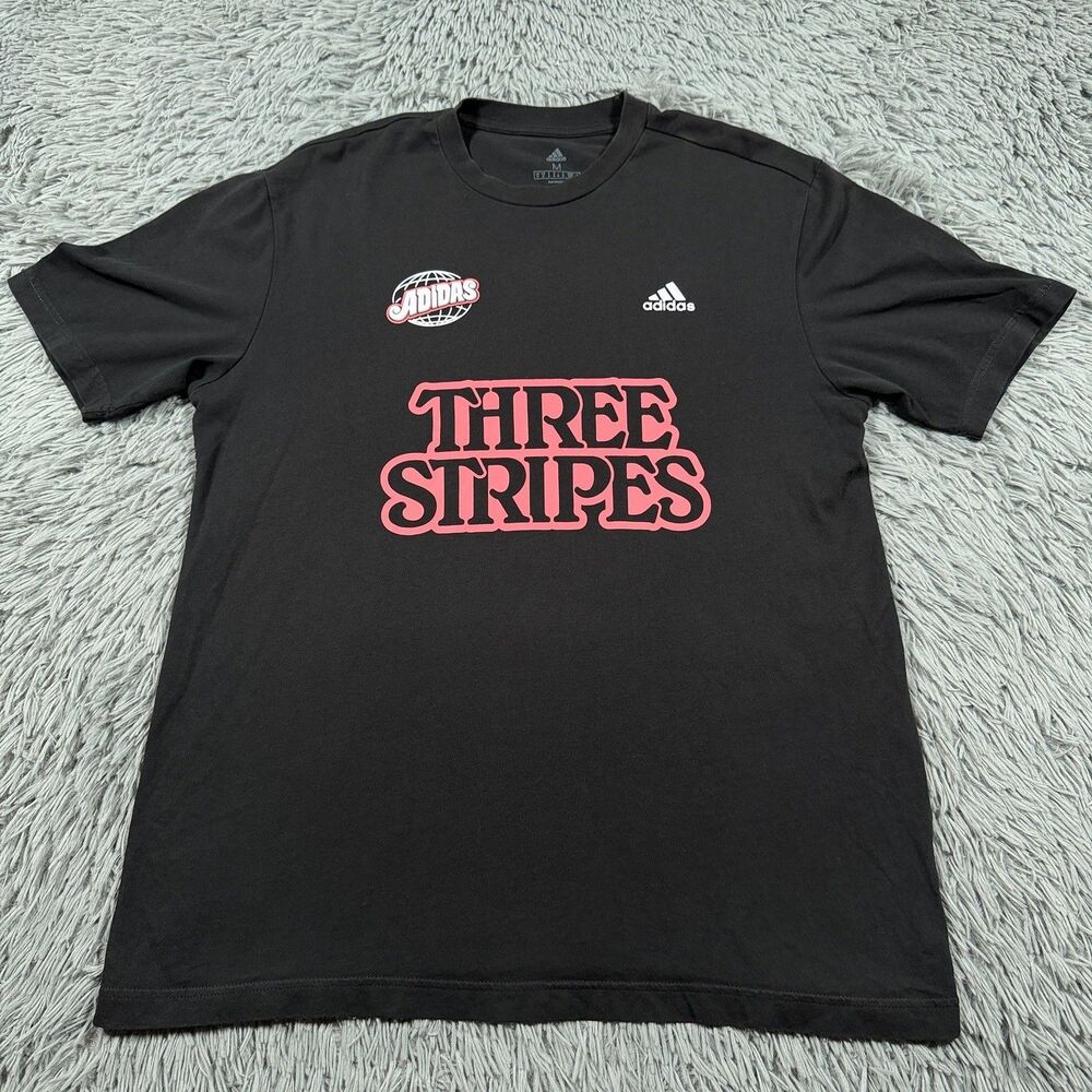 Adidas Shirt Medium Black Pink Lucky 8 Three Stripes Double Sided Pullover Mens